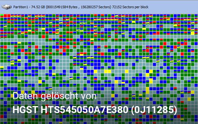 Daten gelöscht von HGST  HTS545050A7E380 (0J11285)